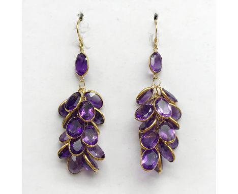 14 CARAT GOLD AMETHYST GRAPE EARRINGS