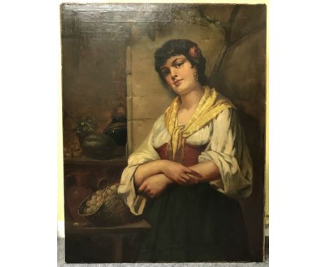 R H Craig fl1880s Scottish. Oil on canvas. “A Spanish Beauty”. Signed lower left. Unframed. Measures 72cm x 92cm.Condition Re
