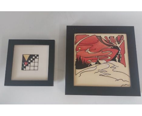 2 Moorcroft ceramic framed plaques, The larger example titled Snow Bank Cottages is a limited edition 34/50 C2013, and the sm