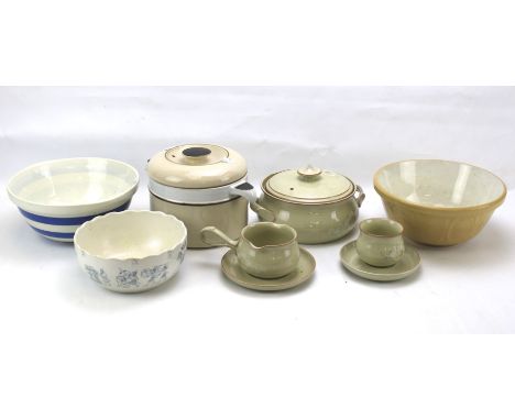 Denby and other similar wares. Also including a blue and white T G Green Cornish ware mixing bowl