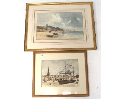 A contemporary watercolour and a print. both depicting seascapes. One signed 'Rob Anderson', largest 43cm x 28cm, framed and 