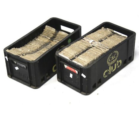 Two boxes of assored 45" vinyls. 1950's - 1990's, including Michael Jackson, Gloria Estefan, Whitney Houston etc, some in the