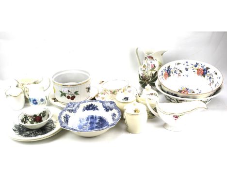 An assortment of ceramics. Including a Portmeirion jug, Spode sauce boat, Royal Worcester pie dish, etc