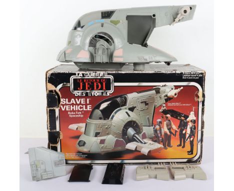 Palitoy Vintage Boxed Star Wars Return of The Jedi Slave I Boba Fett’s Spaceship, complete with tinted canopy, cargo ramp, Ha