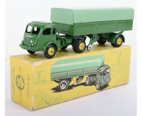 CIJ (France) 3/70 Renault Articulated Covered Truck, green diecast cab, green tinplate trailer, light green tin plate tilt, y
