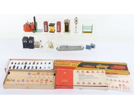 Collection of Dinky Toys and other accessories, boxed 754 pavement set (unchecked), together with a selection of loose teleph