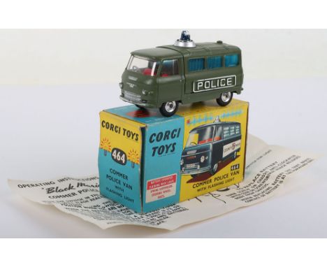 Rare Corgi Toys Colour Trial 464 Commer Police Van, military olive drab green body ‘Police’ cast into sides, painted white, b