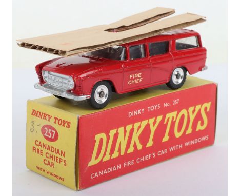 Dinky Toys 257 Nash Rambler Fire Chiefs Car, red body, silver trim, red roof light, spun wheel hubs, in near mint original co