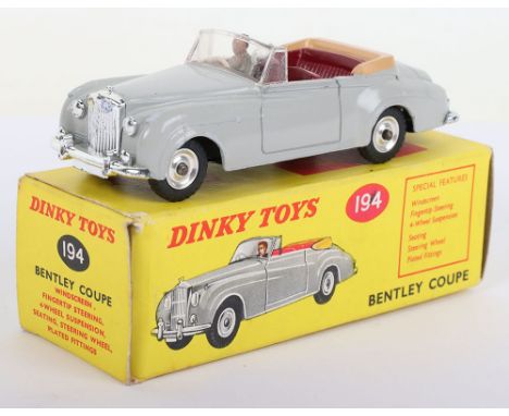 Dinky Toys 194 Bentley S2 Coupe, grey body, maroon seats, tan tonneau, with driver, spun wheels, in near mint original condit