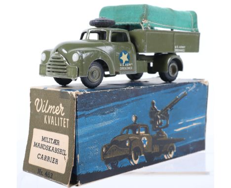 Vilmer Boxed Military Dodge Troop Carrier, military green, cloth rear tilt  blue/white star decals ‘US Army Ordnance’ with st