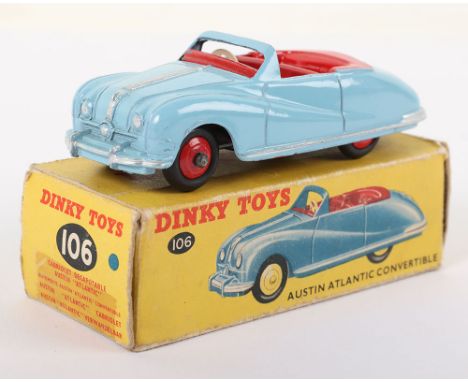 Dinky Toys 106 Austin Atlantic Convertible, light blue body, red interior/wheel hubs, in near mint original condition, illust