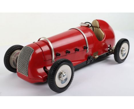 Rare M&amp;E Models Ltd Tethered Racing Car, produced 1947-49, Standard Challenger hand carved soft wood body, with two leath
