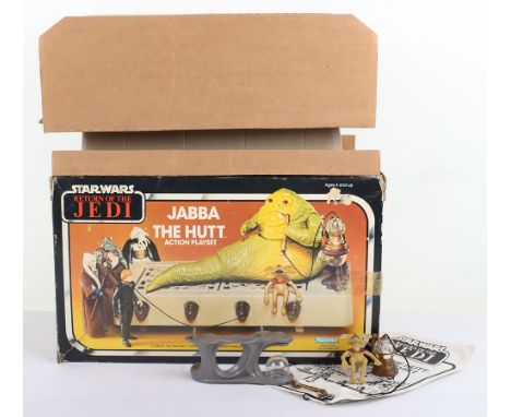 Vintage Kenner Star Wars Return of The Jedi Jabba The Hut Action Playset, with Jabba the Hutt and Salacious Crumb figures, co