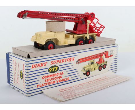 Dinky Supertoys 977 Commercial Servicing Platform Vehicle, red/cream body, red plastic wheel hubs, in mint original condition