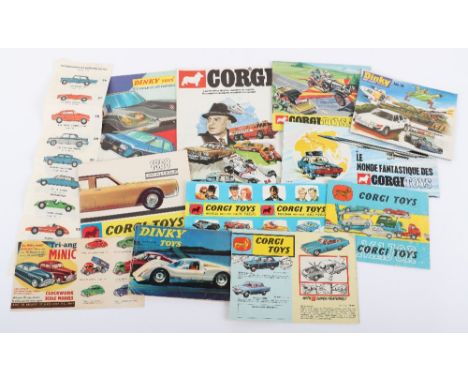 Seven Original French issue Corgi Toys Leaflets/Catalogues, including: 1957 fourfold leaflet, 1964 twofold checklist, 1966 48