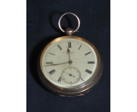 18CT GOLD KEY WIND OPEN FACE GENTLEMAN'S POCKET WATCH by J. W. Benson, London, having enamel face with Roman numerals and sec