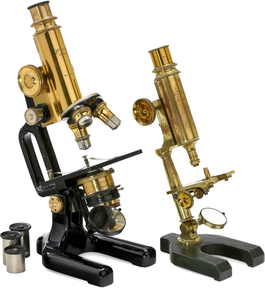 2 German Compound Microscopes 1) Trichina microscope, signed on the