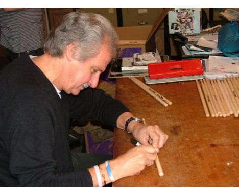 100 PAIRS OF PETE BEST SIGNED DRUMSTICKS. 100x hand signed pairs of branded Pete Best Beatles Drumsticks. 1x stick of each pa