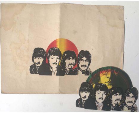 BEATLES ANDY WARHOL ARTWORK. Two silkscreen printed collages featuring images of all four Beatles printed onto card stock. Th
