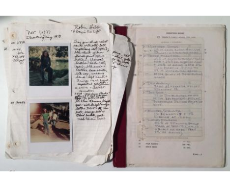 SGT PEPPER'S LONELY HEART CLUB BAND FILM PRODUCTION BUDGETS AND UNSEEN POLAROIDS. A folder containing annotated notes pertain