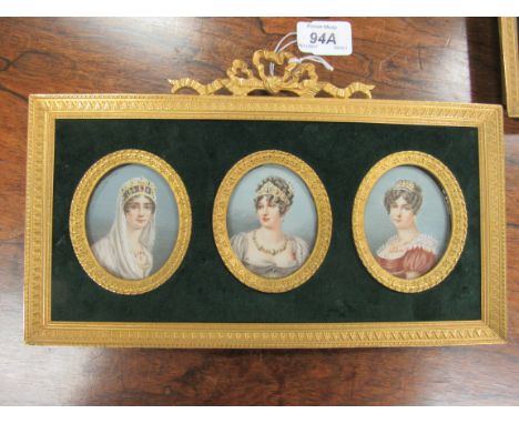 19th Century Napoleonic SchoolMiniatures: An exquisite suite of 6 oval portrait miniatures, three male and three females, as 
