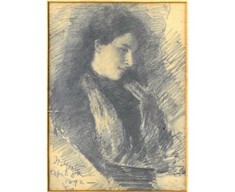 John Butler Yeats R.H.A. (1839 - 1922)"Sketch of a Young Lady Seated," (possibly one of the Yeats Sisters) approx. 26cms x 20