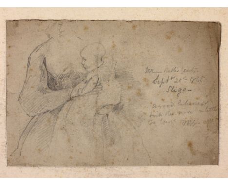 Yeats (John Butler).   A good pencil Sketch, circa 4 ½ ins x 6 ½ ins, showing William Butler Yeats on his nurse's knee, dated