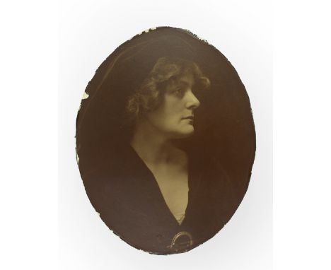 Gonne  (Maud).  A fine photographic Portrait as a young Woman, profile looking right, wearing a Tara brooch, circa 1890, oval