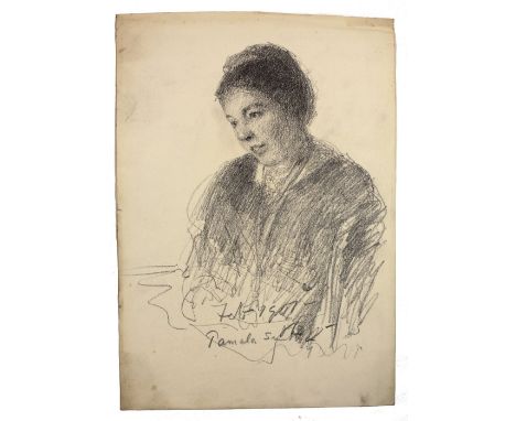 Yeats (John Butler).  A fine Drawing of Pamela [Colman] Smith, the face sensitively modelled, inscribed and dated February 19