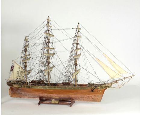 A large Scale Model of the Ship "Cutty-Sark," 1868 model in custom made display case, approx. 69cms (27")h x 122cms (48")l. (