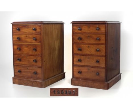 An attractive pair of Victorian mahogany five drawer Lockers, by Waring & Gillows, each stamped and numbered "W. & G." 188507