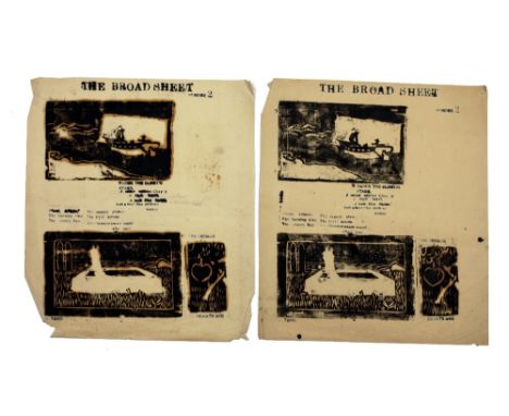 Yeats (Jack B.)  THE BROADSHEET Number 2.  Two copies of what appears to be a trial format for 'A Broadsheet', which Jack pub