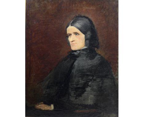 John Butler Yeats, R.H.A. (1839 - 1922)"Portrait of Lady in Black Dress," possibly one of the Pollexfens, O.O.C., approx. 92c