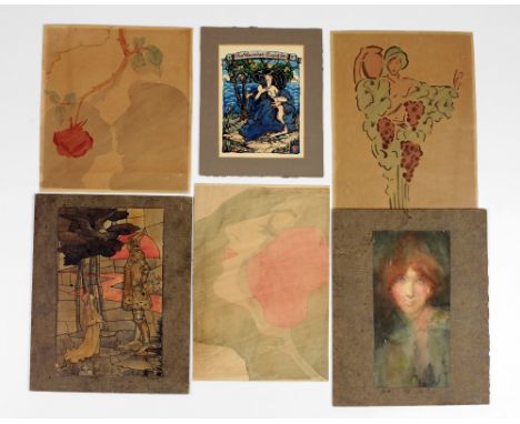 Yeats (Mary Cottenham, 'Cottie')   A blue cloth-backed artist's Portfolio containing examples of her work, mostly in watercol