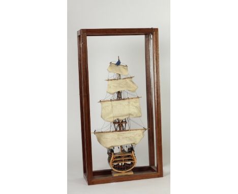 A Ship Scale Model, side Profile of the "US Constitution 1797 Mode," in custom made frame, approx. 65cms (25") h. (1)