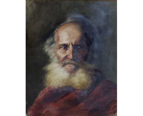 19th Century Russian SchoolFine head and shoulders Portrait, of a bearded Gentleman in a red cloak, approx 50cms x 50cms  ( 2