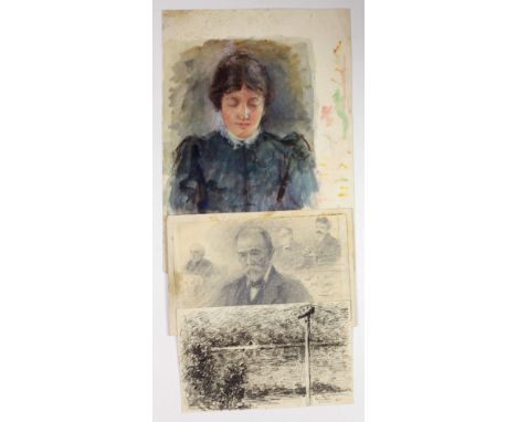 John Butler Yeats R.H.A. (1839 - 1922)A good watercolour "Portrait of a Lady," probably his daughter Lily, circa 10 ins x 8 i