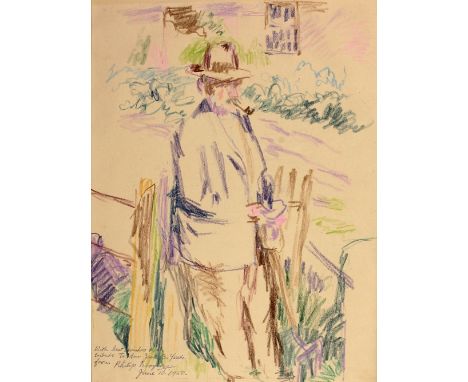 Moysey (Philip).  "The Old Gardener," drawing, coloured crayons, approx. 14" x 10",  inscribed 'With best wishes & in tribute