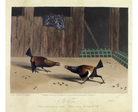 After N. FieldingColoured Prints: A set of six Cock Fighting Engravings, published July 1st 1834 by R. Ackermann at the Eclip