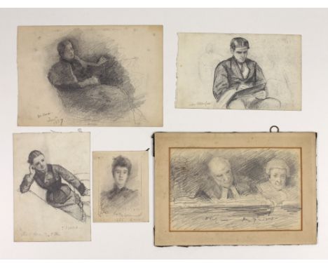 John Butler Yeats R.H.A. (1839 - 1922)A small Collection of about fifteen Drawings, pencil on paper, mostly family members, i