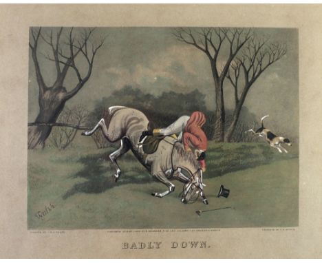 C.R. Stock after TNH WashHunting Prints: A set of four coloured Hunting Prints, "A Narrow Squak," "Badly Dawn," "Well Up," "I