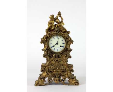 A 19th Century French ormolu cased Mantle Clock, P. Le Roy et Fils, Paris, c. 1865, the overall decorated in the rococo style