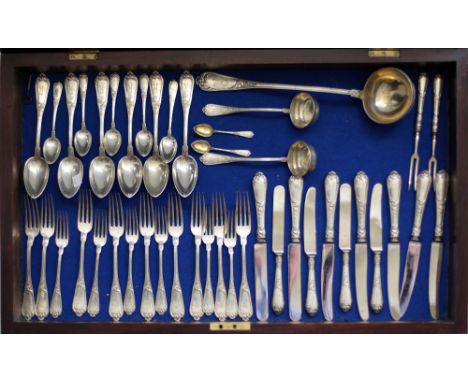 An important large 20th Century German silver flatware Table Service, with the mark of Gebr. Friedlander, [Berlin], the shape
