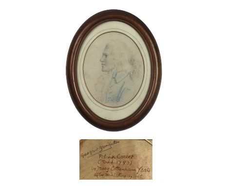 Yeats, Mary Cottenham ['Cottie', wife of Jack Yeats].  An oval  Sketch in coloured pencils of an 18th century Gentleman, head