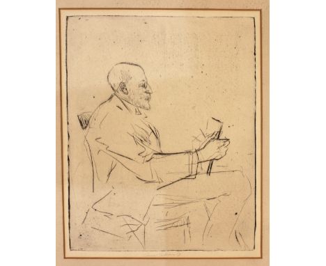 Goldthwaite (Anne), American School.  A dry point (etched) Portrait of 'John Butler Yeats drawing a young lady', undated, cir