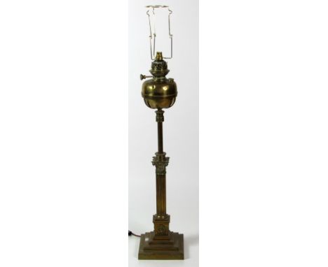A Georgian style telescope base Lamp Standard, with Corinthian  column on stepped platform base. (1)