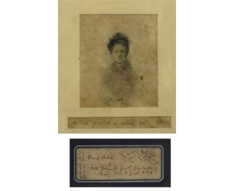 Yeats (John Butler).   A small pencil Sketch inscribed 'Mrs. Yeats - May 23rd 1886', framed, inscribed rear probably by Eliza