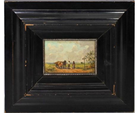 Eichhorn, Peter (1877 Bamberg - München  1960) Heuernte. Öl/Holz, li. u. sign. Ca. 7x 10 cm. R.