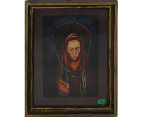 Lehmann, Dirk (Berliner Maler, 20. Jh.) Madonnenportrait. Gouache/Papier, verso Stempel des Künstlers. Ca. 22x 14,5 cm. PP., 