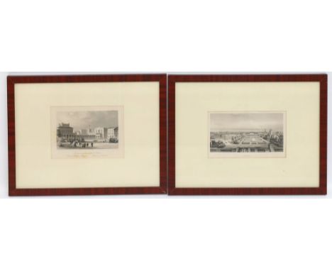 3 gerahmte Stahlstiche (19. Jh.) Verschiedene Ansichten von Berlin bzw. Potsdamer Bahnhof (teils fleckig). Je ca. 11x 20 cm. 